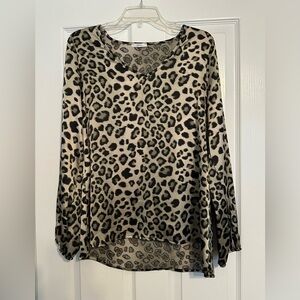 JODIFL Satin-Like Leopard Print Blouse Size Medium Worn Once